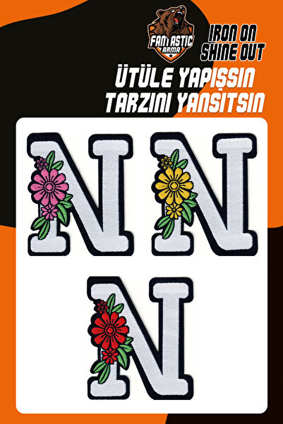 FANTASTIC ARMA Ütü Ile Yapışan Dokuma Arma Seti Patch Yama Çiçekli Harfler Mo...