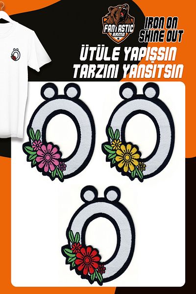FANTASTIC ARMA Set de armă țesut floral Patch Patch - Lipire cu fierul de călcat, litera O (3 buc.)