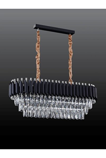 Betül Home Design Mira Kristal Taşlı Lüks Yemek Masası (Siyah-Krom)