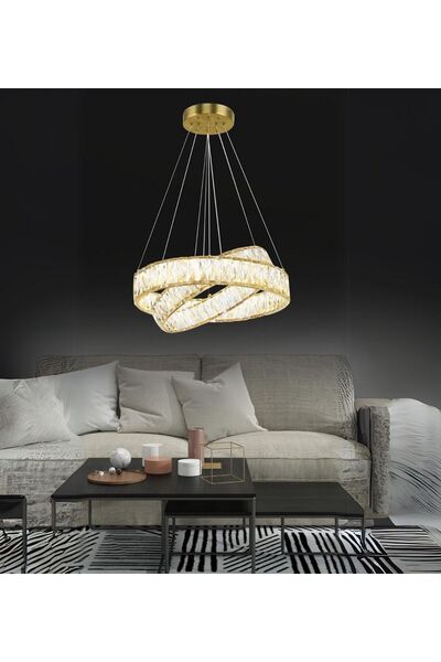 RONİSU AYDINLATMA Vista 50'lik Taşlı Avize Vista Yemek Masası Taşlı Avize Kri...