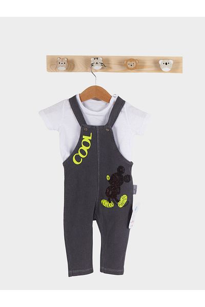 Manj Baby Black Neon Cuffed Salopet