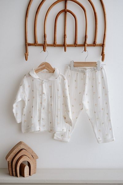 TBA COLLECTION Daisy Leaves Muslin Pajama Set