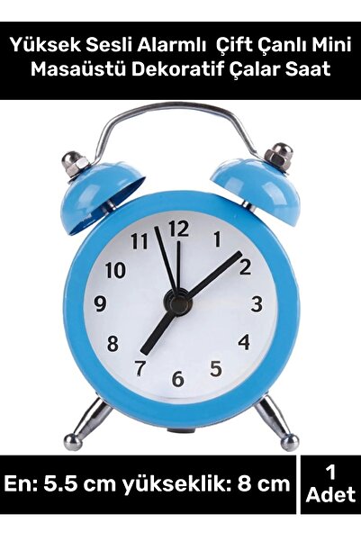 Genel Markalar Premium Yüksek Sesli Alarmlı Pilli Dekoratif Çift Çanlı Mini M...