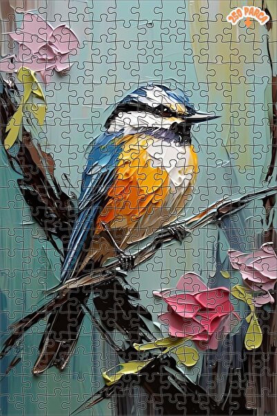 Teona Ahşap Bahar Kuşu Renk Dansı Dekoratif Çift Katlı Çerçeveli Asılabilir A...