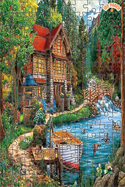 Teona Ahşap Orman Evi Bahar Cenneti Dekoratif Çift Katlı Çerçeveli Asılabilir...