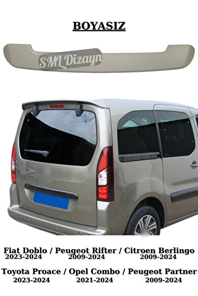 SML Dizayn Peugeot Partner 2009-2024 için Bagaj Üzeri Tavan Spoiler-Spoyler-Ç...