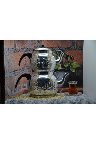 qpazar Alüminyum Motifli Desenli Çaydanlık No:6 (4,2 Litre 9 Kişilik)