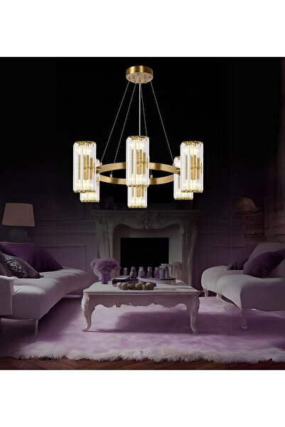 RONİSU AYDINLATMA Betty 6'lı Taşlı Oturma Odası Avize  Taşlı Salon Oturma Odası Avize