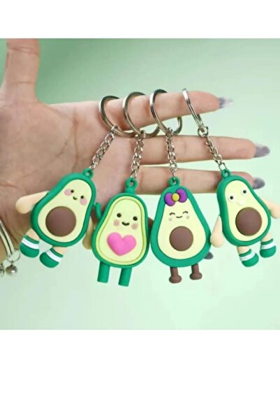Genel Markalar Avokado Figürlü Slikon İthal Anahtarlık Çanta Cüzdan Aksesuarı...