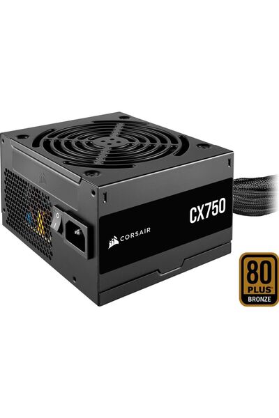 Corsair مزود الطاقة CORSAIR CX750 ATX 750W - معتمد من البرونز 80 Plus - منخفض الضوضاء - كابلات مغلفة - غير M