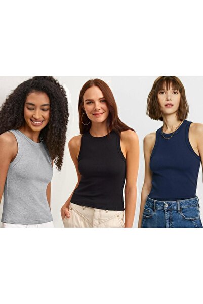 Actiwear Футболка з коміром-стійкою та шнурівкою - набір з 3 штук