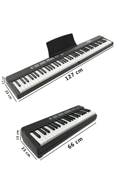 Midex Plx-80bkst Taşınabilir Katlanır Dijital Piyano Tuş Hassasiyetli 88 Tuş Bt Stand Sustain