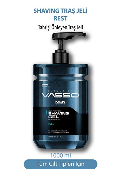 Vasso Men Tahrişi Önleyen Köpürmeyen Profesyonel Şeffaf Tıraş Jeli 1000 ml