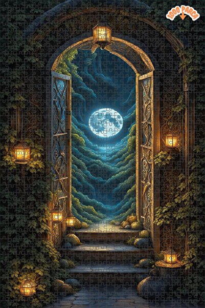 Teona Ahşap Gizemli Ay Kapısı Dekoratif Çift Katlı Çerçeveli Asılabilir Ahşap...