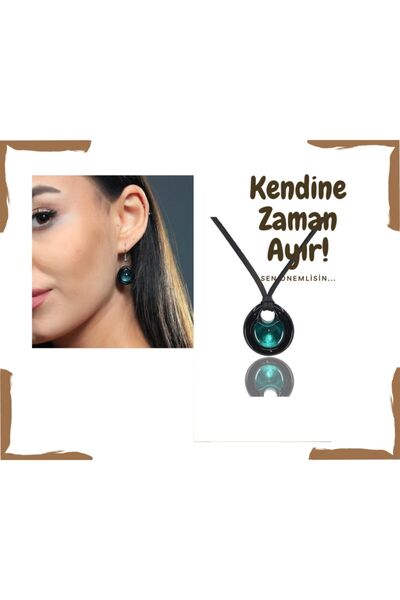 Atölye Şems Murano Cam Turkuaz Yeşil Set Takım