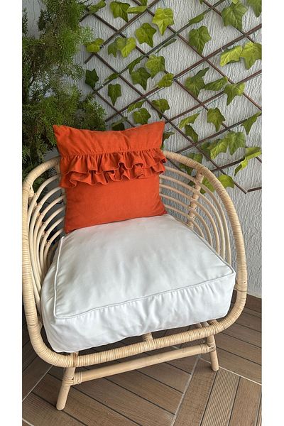 Decamor home Design Model Frilly Brick Color Frilly Throw Pillow Cover