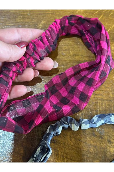 Gönülden Tasarım 2 PCS Women's Plaid Elastic Hair Band - Bandana