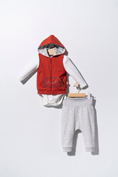 Tongs Baby Erkek Bebek +Kiremit Organik Pamuk 3'lü Takım