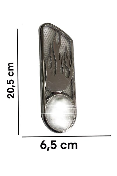 gcstore Universal Yan Çamurluk Sinyali Beyaz Ledili 12volt Nikelaj Alev Desenli