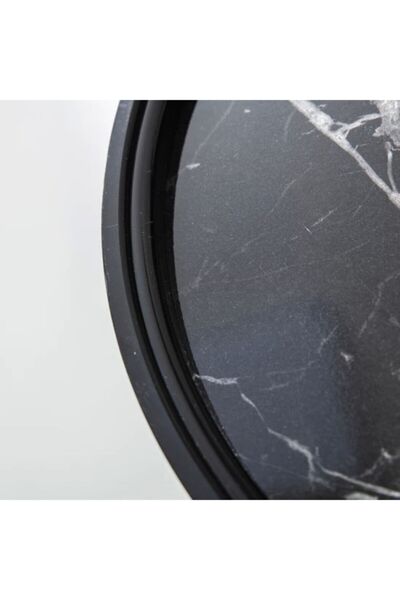 Genel Markalar Casalty Ahşap Yuvarlak 3'lü Zigon Sehpa Siyah Içi Siyah Mermer Polen Lüx Ayaklı
