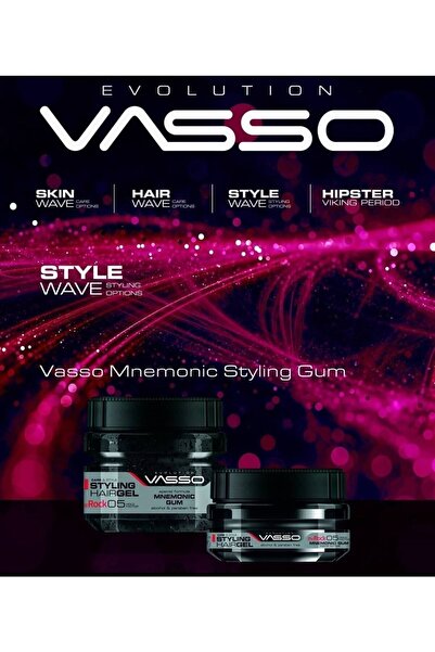 Vasso Men 24 Saat Ekstra Güçlü Tutuşlu Hafızalı Saç Jölesi The Rock Ultra Hold Şekillendirici Gum Jel 250 ml