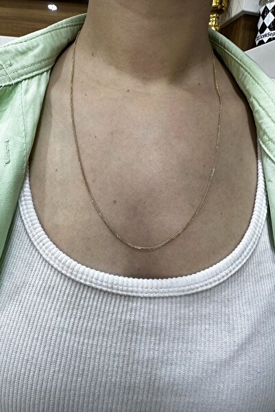 ŞAMLI ERDOĞAN 14 Ayar Altın İnce Spike Unisex Zincir Kolye 55 Cm