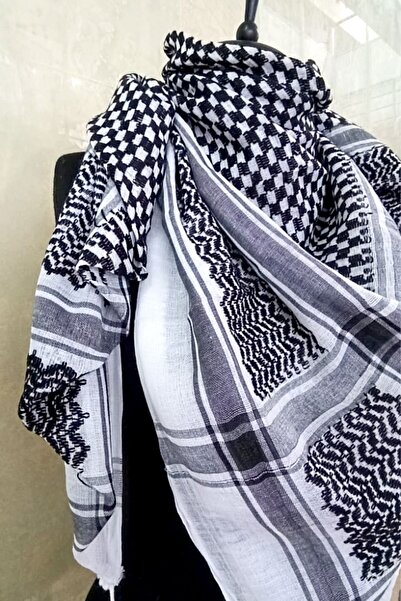 İSTANBULSTYLEMODA Бавовняна лляна хустка, пошу, кефія - БІЛА 120x120