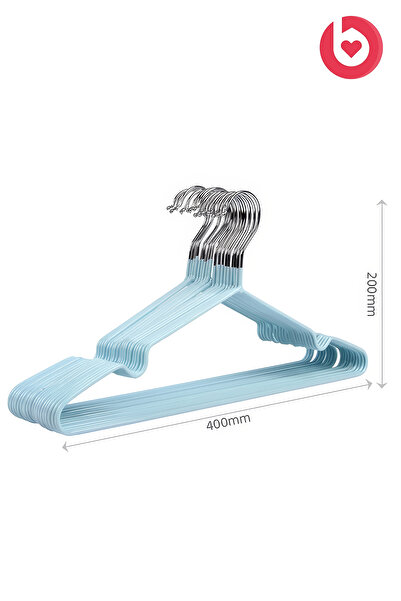 Bella House Pvc Kaplamalı Kaydırmaz Metal Elbise Gardrop Askısı Turkuaz 10'lu