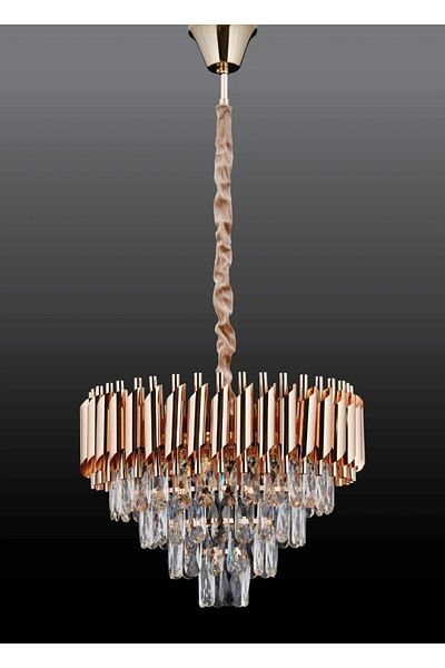 Betül Home Design Mira - 45' Crystal Stone Gold Luxury Chandelier