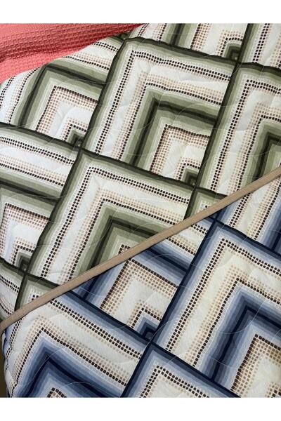 ŞENER HOME Pamuklu Tek Kişilik Çift Taraflı Fayans Desenli Kapitone Çok Amaçlı Örtü 160x230 Cm.