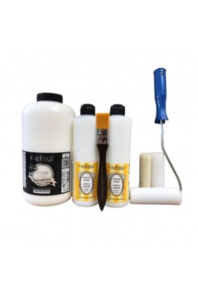 Cadence Moda Hobi Cadence 2 Litre Pak Beyaz + 1 Litre Yarımat Vernik Set