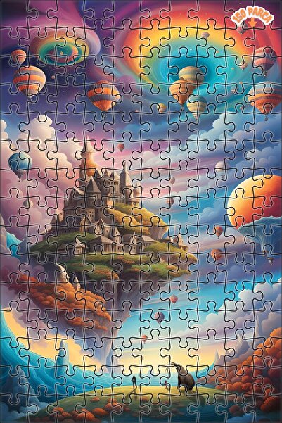 Teona Ahşap Gökyüzü Kaleleri ve Renkli Düşler Çift Katlı Çerçeveli Asılabilir...