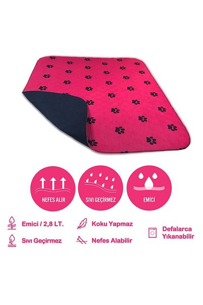 Careshop Abso 4 Layer Washable Absorbent Dog Pad Claret Red Paw Printed (100x100 Cm.)