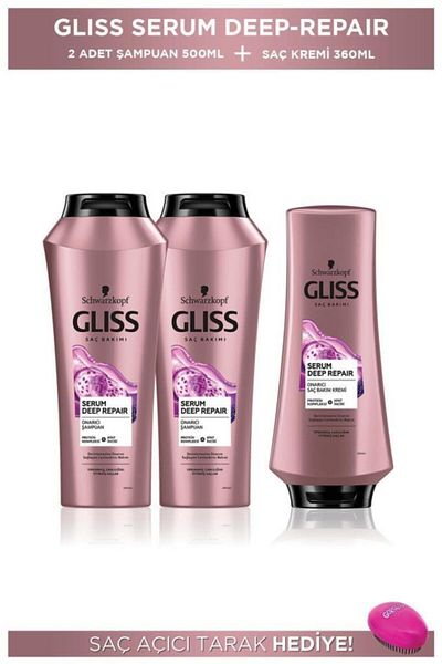 Gliss Deep Repair Serum 500ml x 2 Pieces + Conditioner 360ml + Hair Lightening Comb