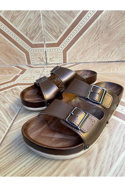 Hızlı Al Black Stylish Buckle Women's Orthopedic Daily Slippers - Comfortable Vacation Sea Beach Slippers