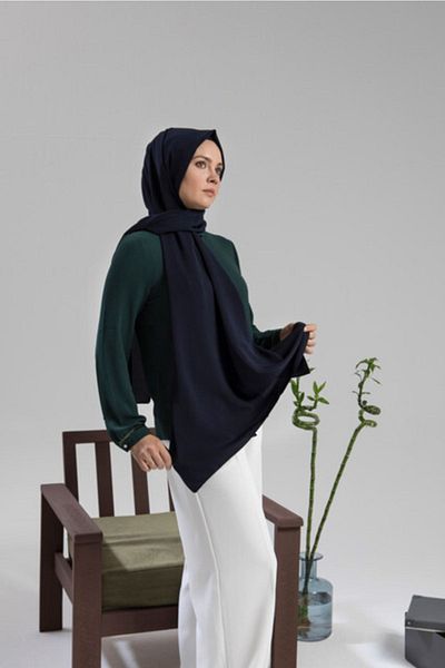 LYRA Μπλε Navy Medina Silk Shawl 10101