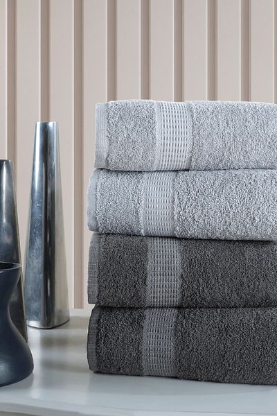 SHAL HOME Shal 100% Cotton Soft Set of 4 50x90cm Hand & Face Towels