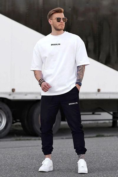 EFFRENATU Σετ άνετες φόρμες Unisex Brooklyn Printed - 2 τεμάχια μεγάλο μέγεθος