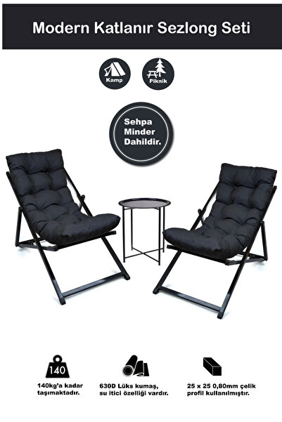 HASTUNÇ Minderli -Luxury Zetnnaa Şezlong Seti Bahçe&balkon&teras&plaj Katlanı...