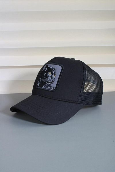 cappello Unisex Black Sports Panther Figured Hat - Adjustable with Back 24Sapkapnt