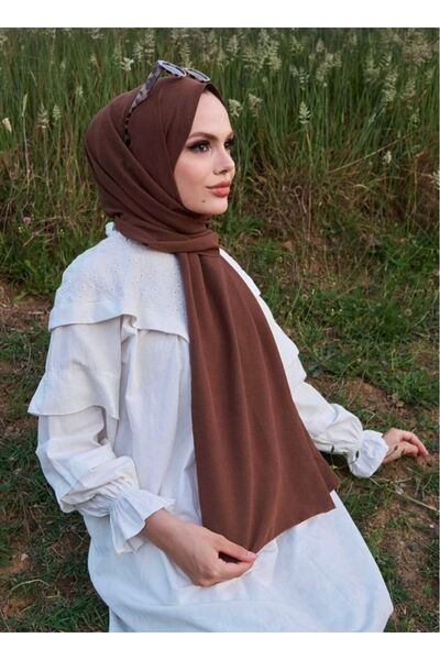 Almila نموذج شال نسائي قطني حجاب - بني مرير
