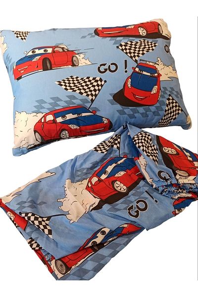 ŞENER HOME Boy - Car Go Car Fata de perna cu cearceaf unic elastic 100x200 cm