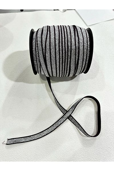 paşateks since 1995 şekil 1 cm burgundy striped silver glitter tire-5 meters
