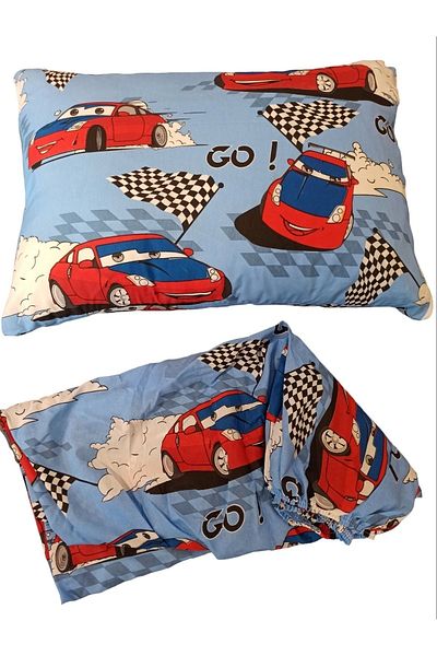 ŞENER HOME Boy - Car Go Car Fata de perna cu cearceaf unic elastic 100x200 cm