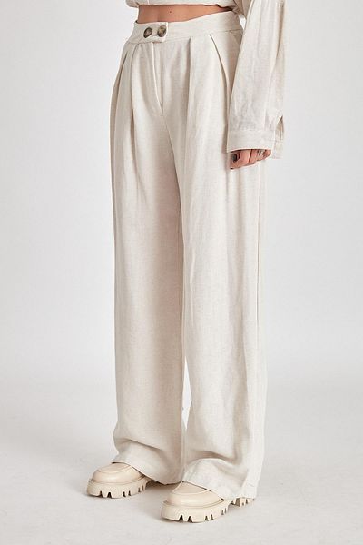 Lady Pixie Palazzo Linen Trousers - Pleated Design