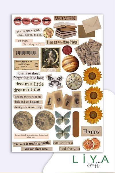 LiyaCraft Σετ 5 Vintage Sticker Planner Κατάλληλο για Ajanda Bullet Journal