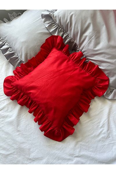 Blue Atelier Throw Pillow - Red Frilly