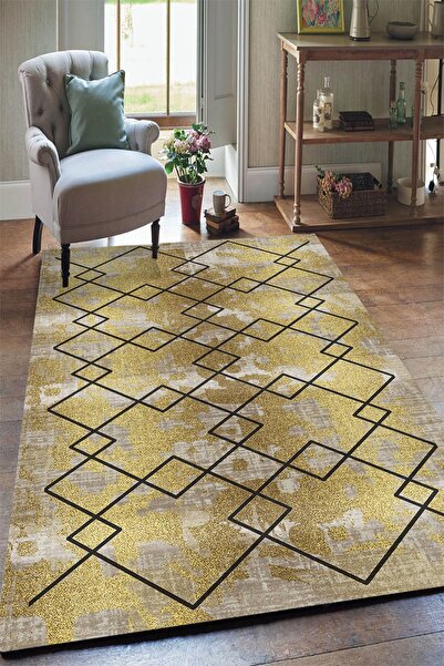 Yürük Home Welsoft Kumaş Dijital Baskılı HALKA MODELİ LASTİKLİ HALI ÖRTÜSÜ