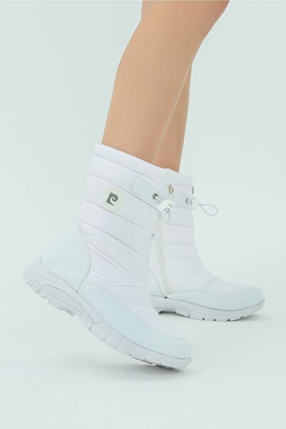 Pierre Cardin Kadın Beyaz Fermuarlı Kürklü Uzun Kar Botu