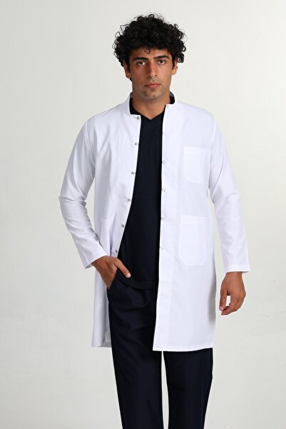 BAŞAK Men's Apron Doctor Nurse Teacher Apron Judge Collar Long Apron